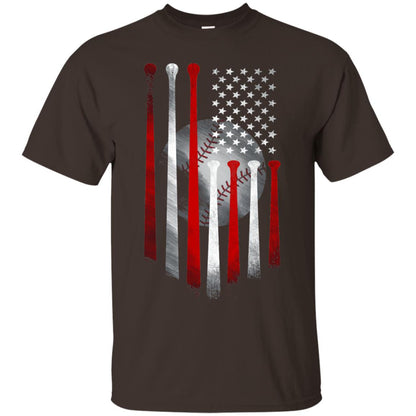 American Flag Baseball Flag Baseball Lover T-shirt Dark Chocolate