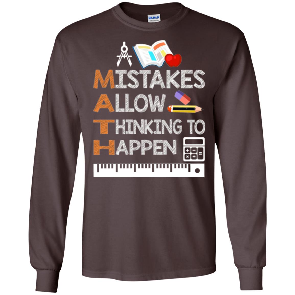 Math Lover T-shirt Mistakes Allow Thinking To Happen Dark Chocolate