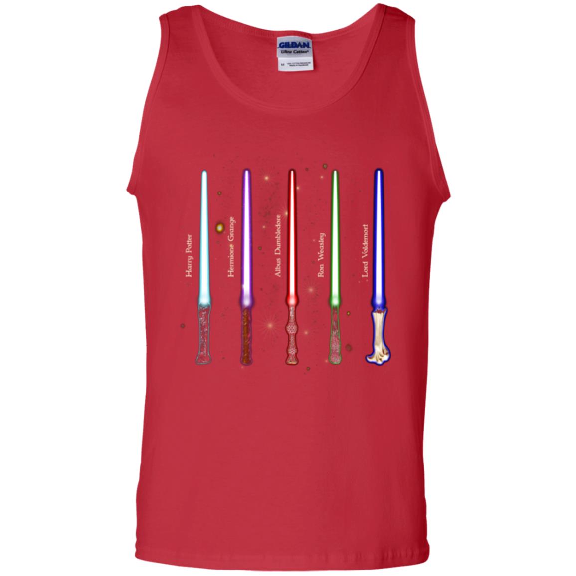 Harry Potter Lightsaber Wands Movie Fan T-shirt Red