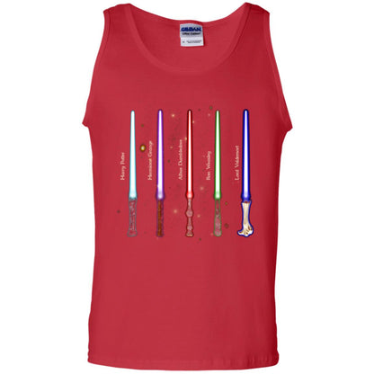 Harry Potter Lightsaber Wands Movie Fan T-shirt Red