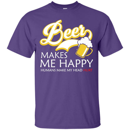 Beer Makes Me Happy Beer Lover T-shirt Purple