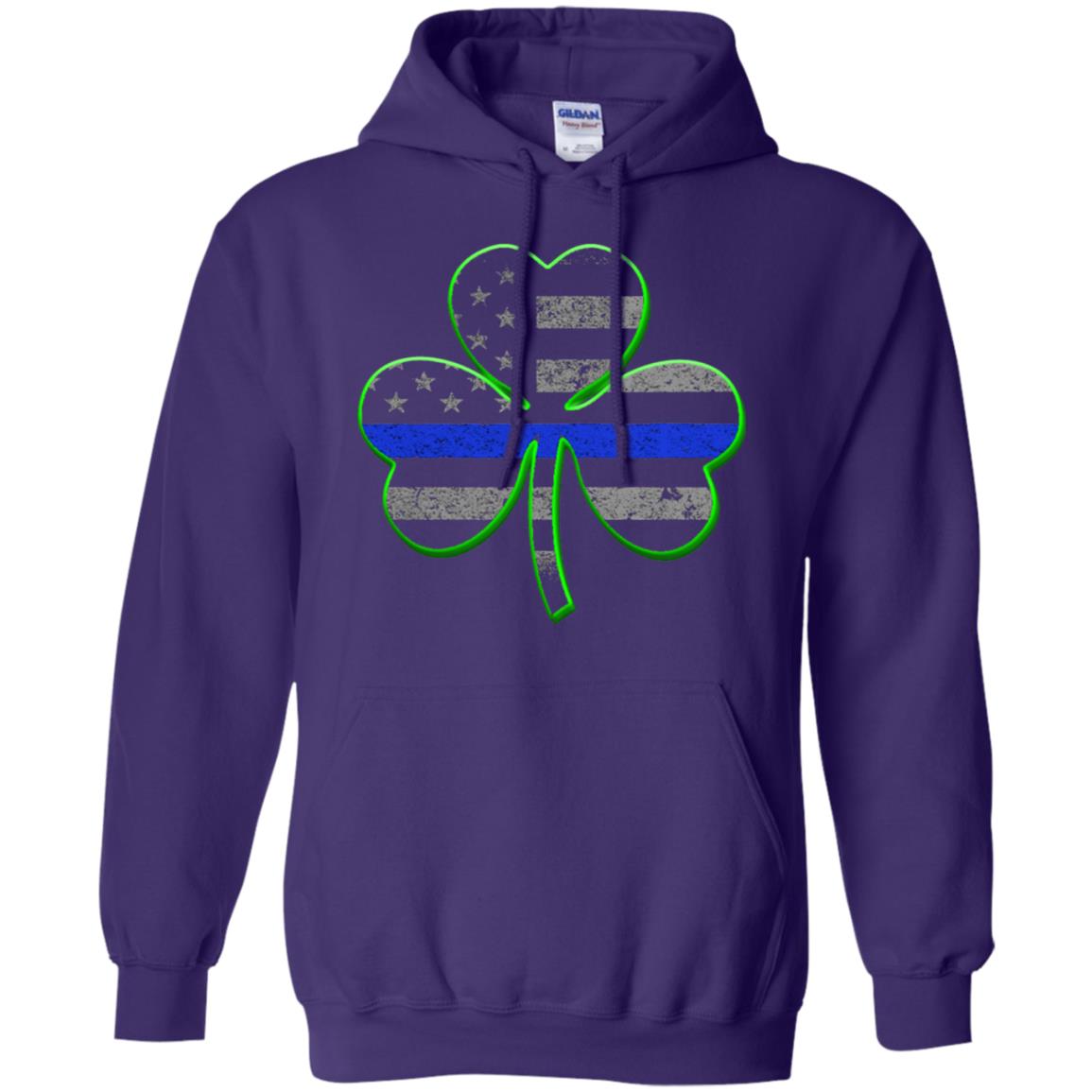Thin Blue Line St Patrick_s Day Clover T-shirt Purple