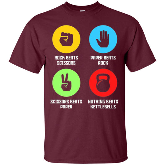 Fitness Gym Sports T-shirt Funny Nothing Beats Kettlebells Maroon