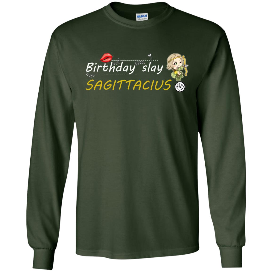 Cute Sagittarius Girl Birthday Lip Slay T-shirt Forest Green
