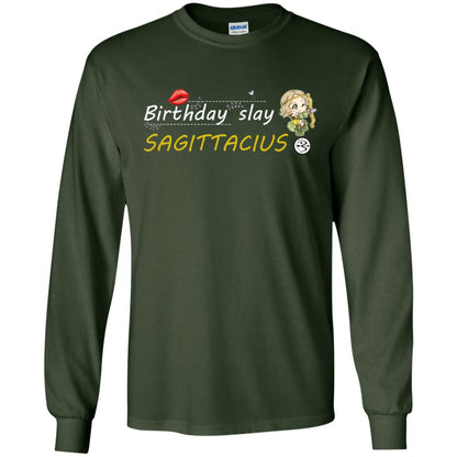 Cute Sagittarius Girl Birthday Lip Slay T-shirt Forest Green