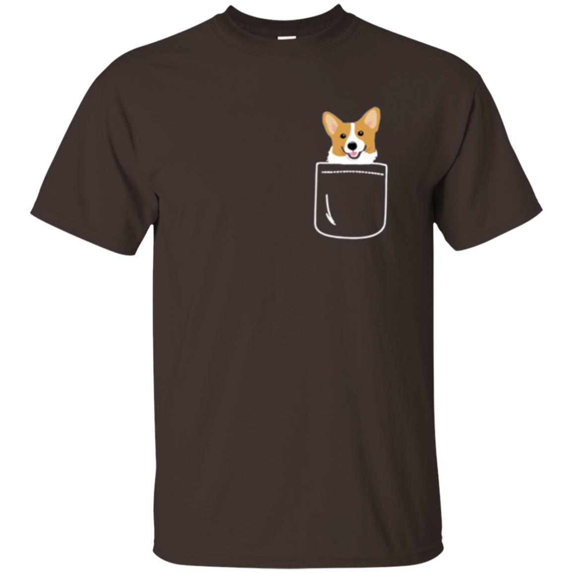 Puppy Dog Lover T-shirt Corgi In Your Front Pocket Dark Chocolate