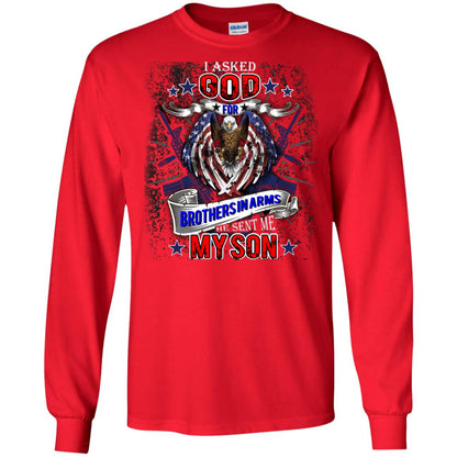 God Sent Me My Veteran Son Daddy T-shirt Red