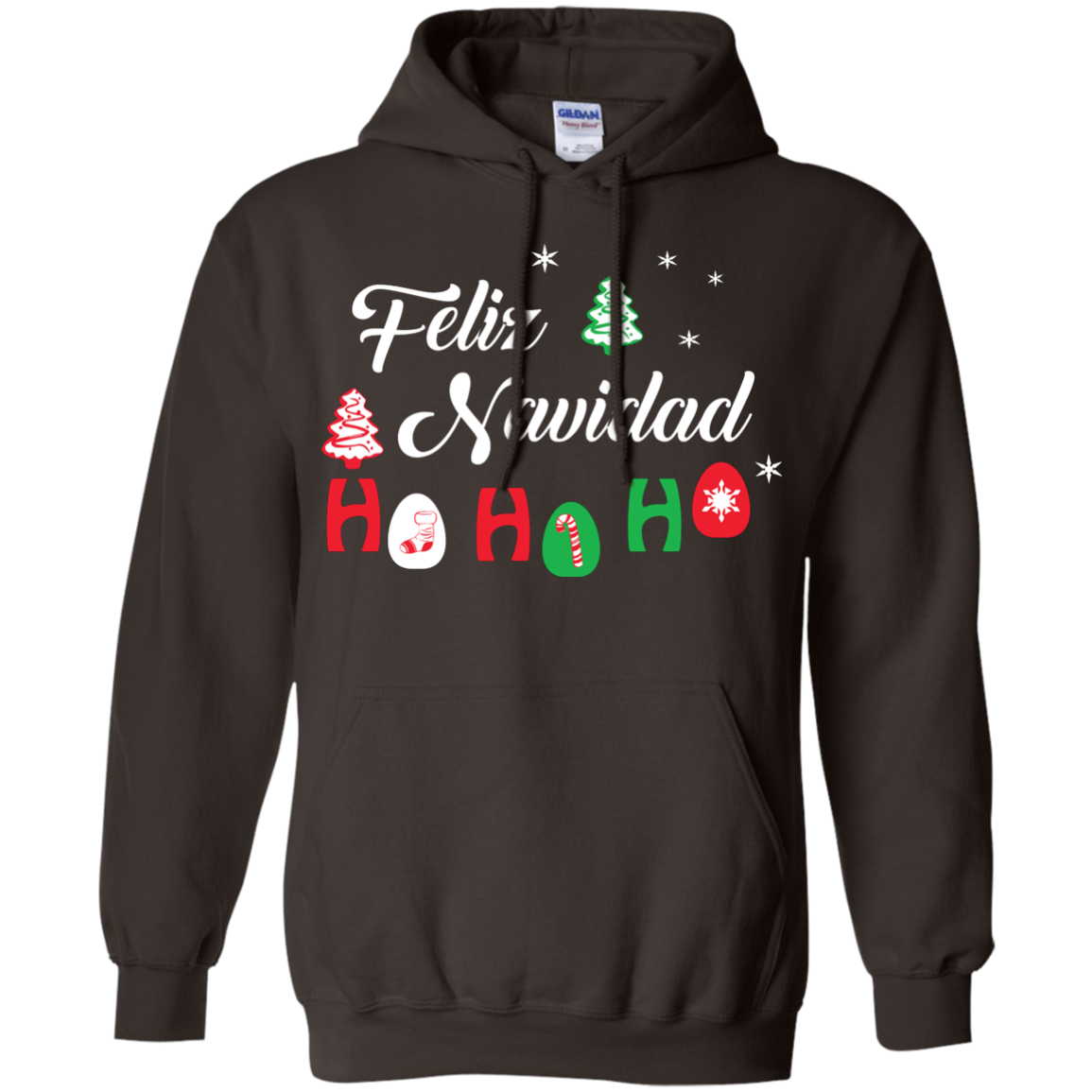 Chirstmas T-Shirt Feliz Navidad Ho Ho Ho Dark Chocolate