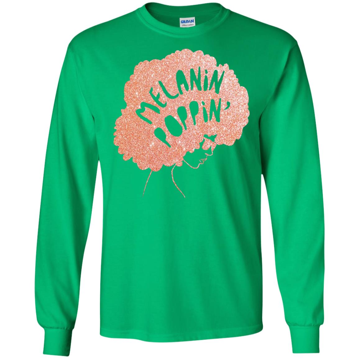 Melanin Poppin Black Beauty African Pride Rose Gold T-shirt Irish Green