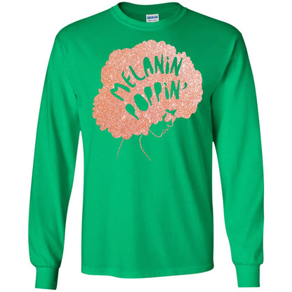 Melanin Poppin Black Beauty African Pride Rose Gold T-shirt Irish Green
