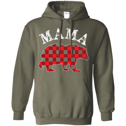 Mama T-shirt Red Plaid Mama Bear Military Green