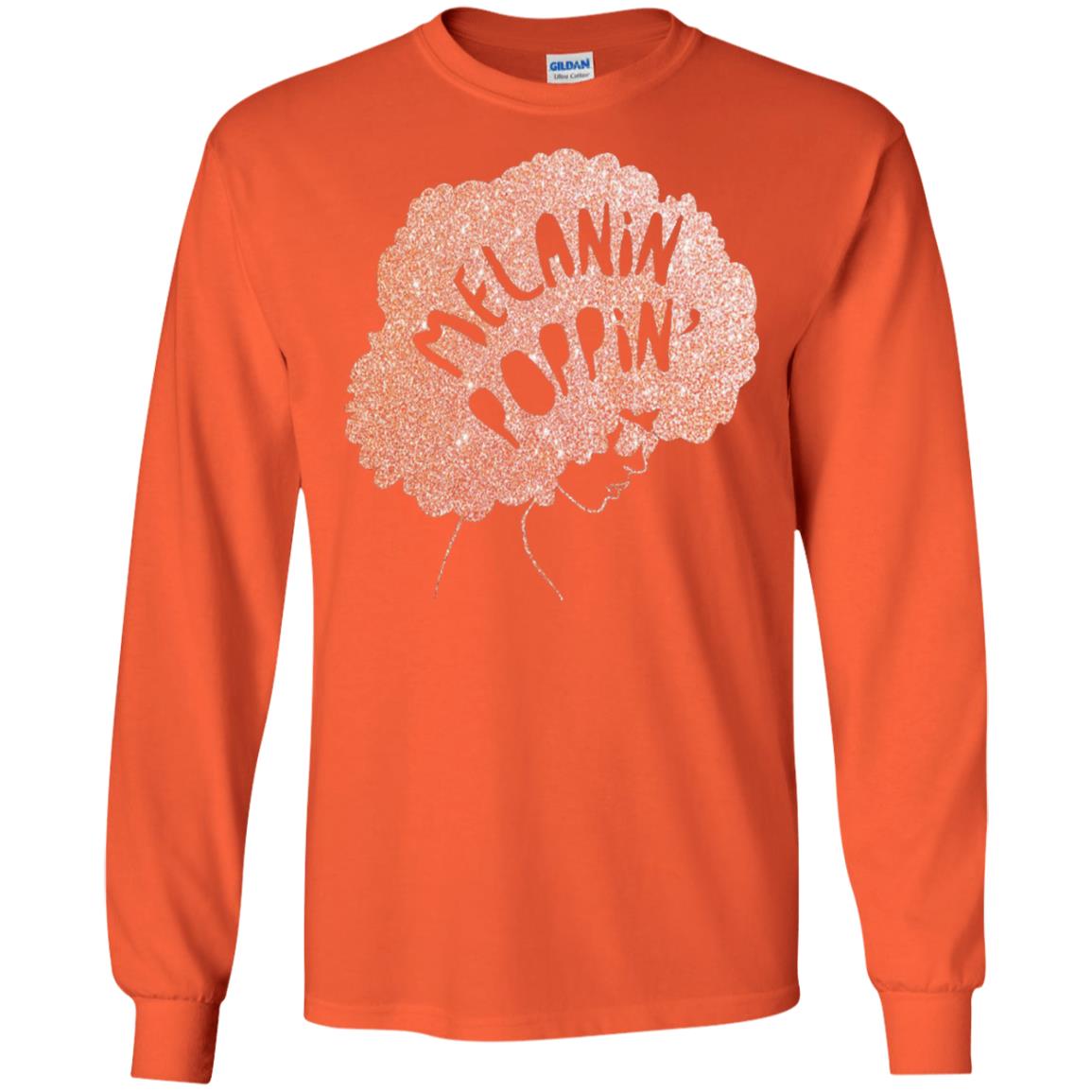 Melanin Poppin Black Beauty African Pride Rose Gold T-shirt Orange