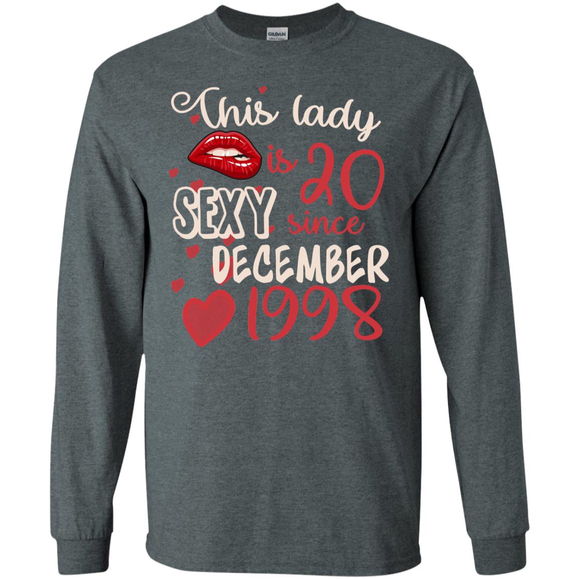This Lady Is 20 Sexy Since December 1998 20th Birthday Shirt For December Womens Dark Heather