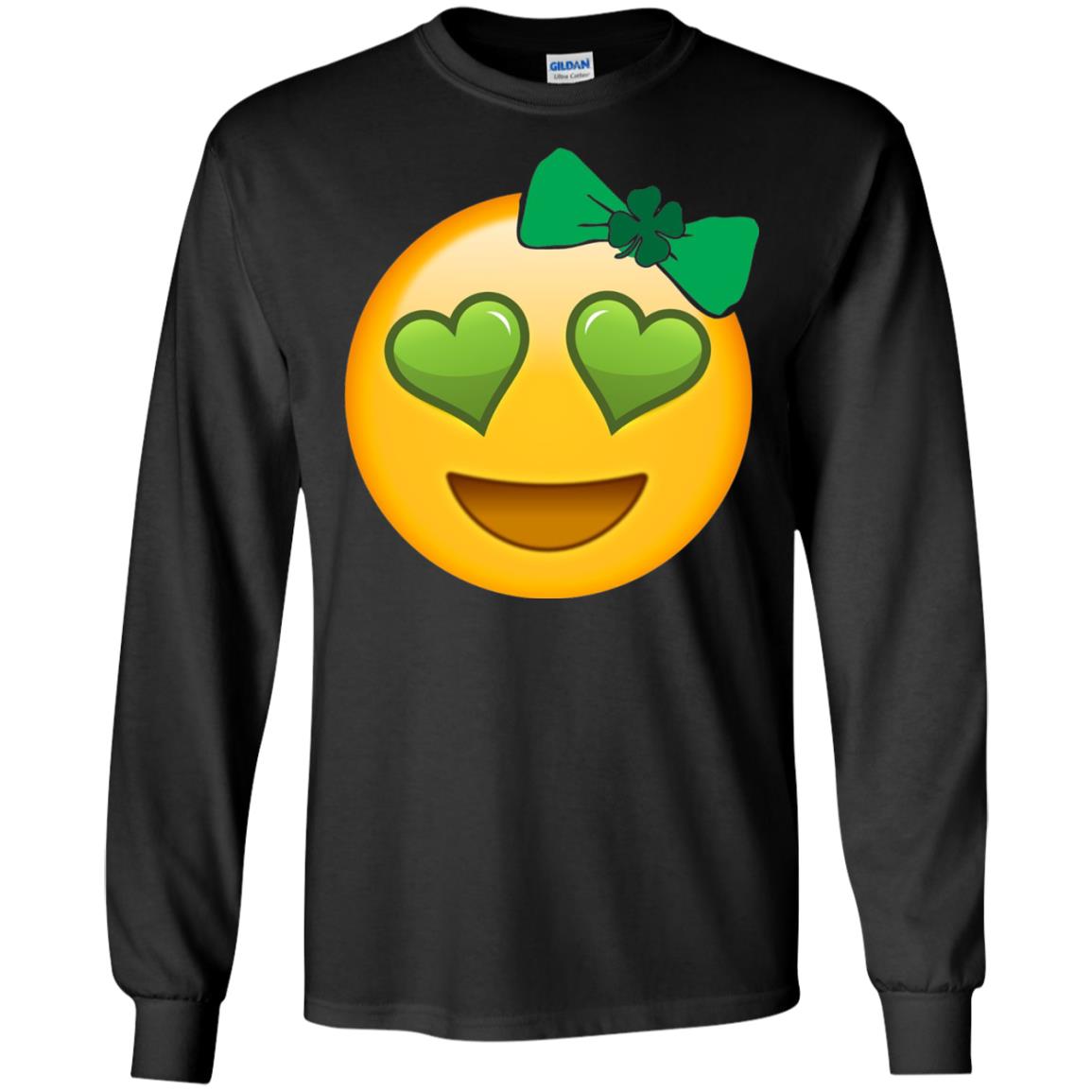 Emoji Green Heart Eyes Bow Saint Patricks Day Shirt For Girls Black