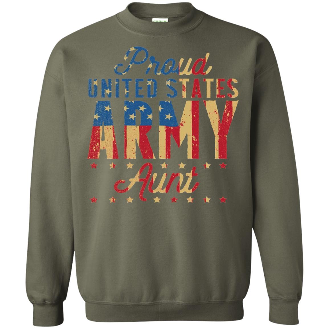 Proud United States Army Aunt Us Shirt Military Green