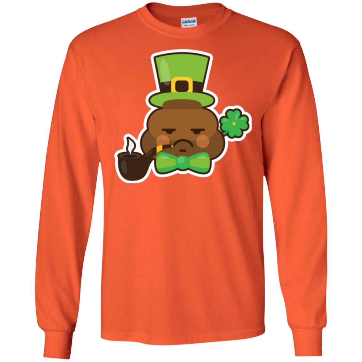 Saint Partick_s Day T-shirt Leprechaun Poop Emoji With Patrick Hat Orange