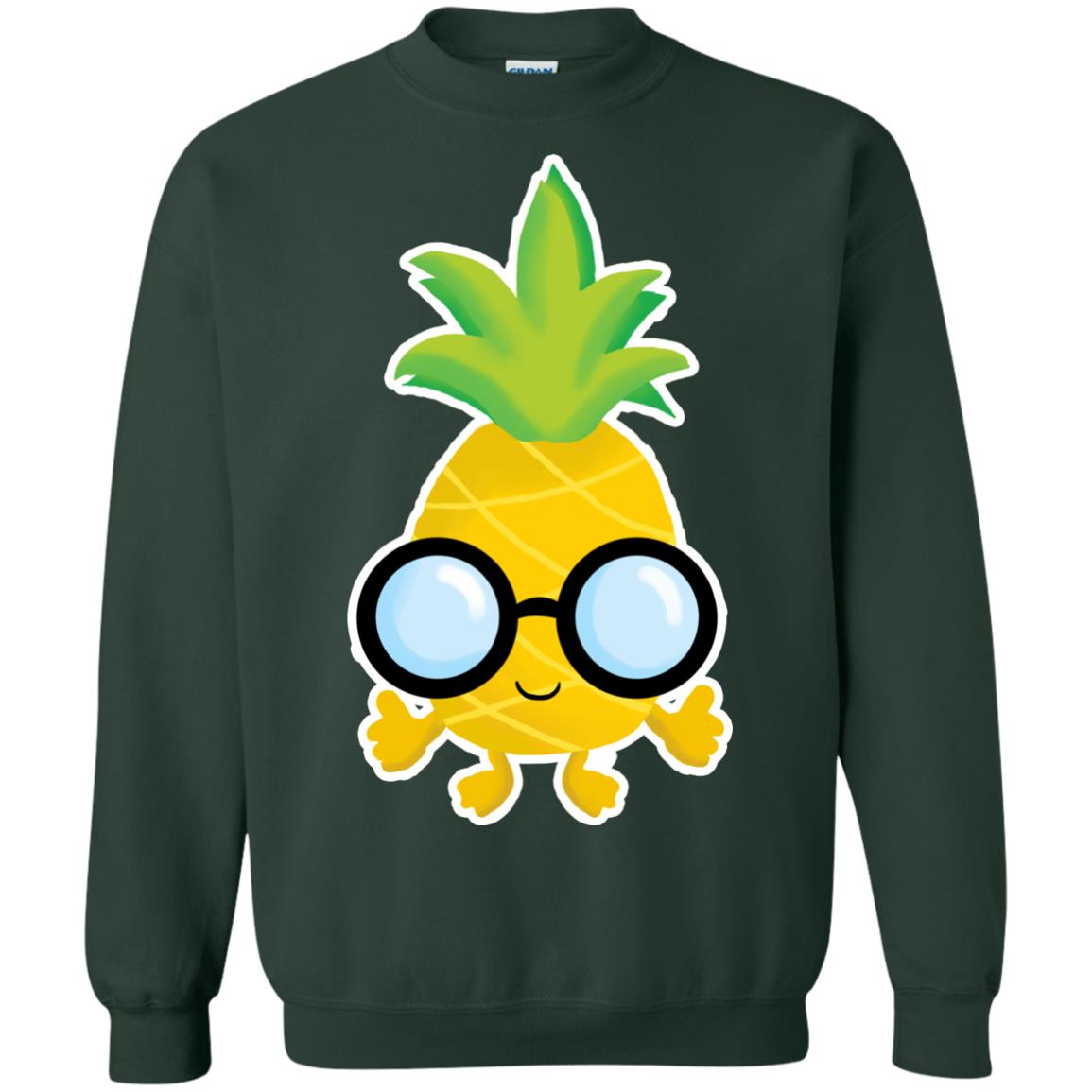 Funny Pineapple With Glasses For Boys Mens Shirt Forest Green