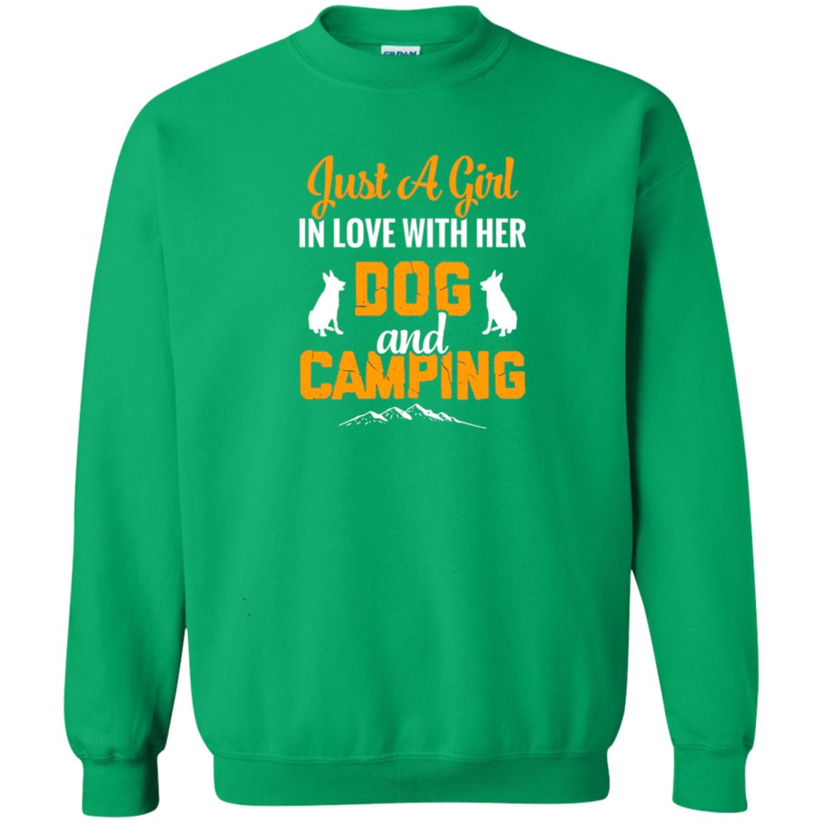 Just A Girl In Love With Her Dog And Camping Dog Lover T-shirt Irish Green