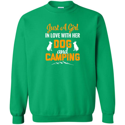 Just A Girl In Love With Her Dog And Camping Dog Lover T-shirt Irish Green