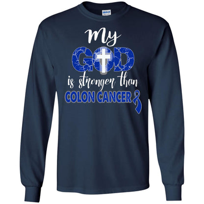 My God Is Stronger Than Colon Cancer T-shirt Navy