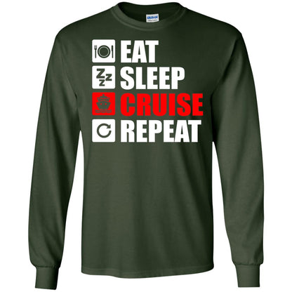 Eat Sleep Cruise Repeat Summer Vacation T-shirt Forest Green
