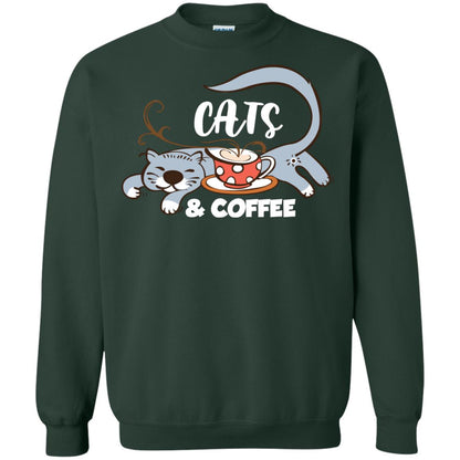 A Good Day Start With Cat And Coffee Cat Lover T-shirt Forest Green