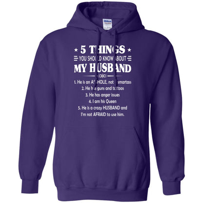 Wife T-shirt 5 Things You Should Know About My Husband Purple