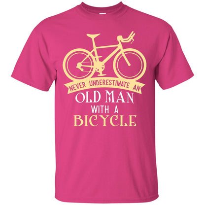 Never Underestimate An Old Man With A Bicycle Cyclist T-shirt Heliconia