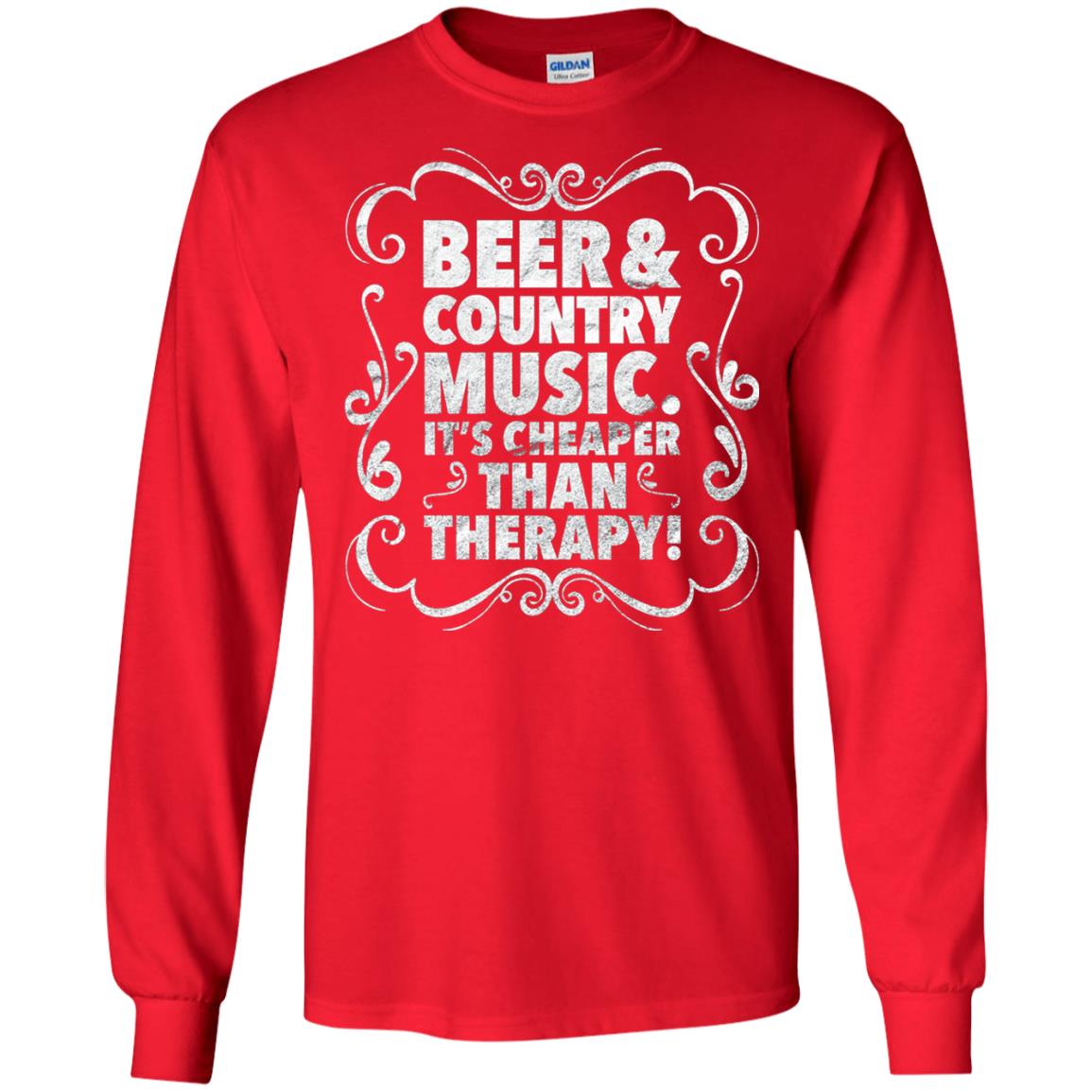 Beer Andcountry Music Its Cheaper Than Therapy Shirt Red
