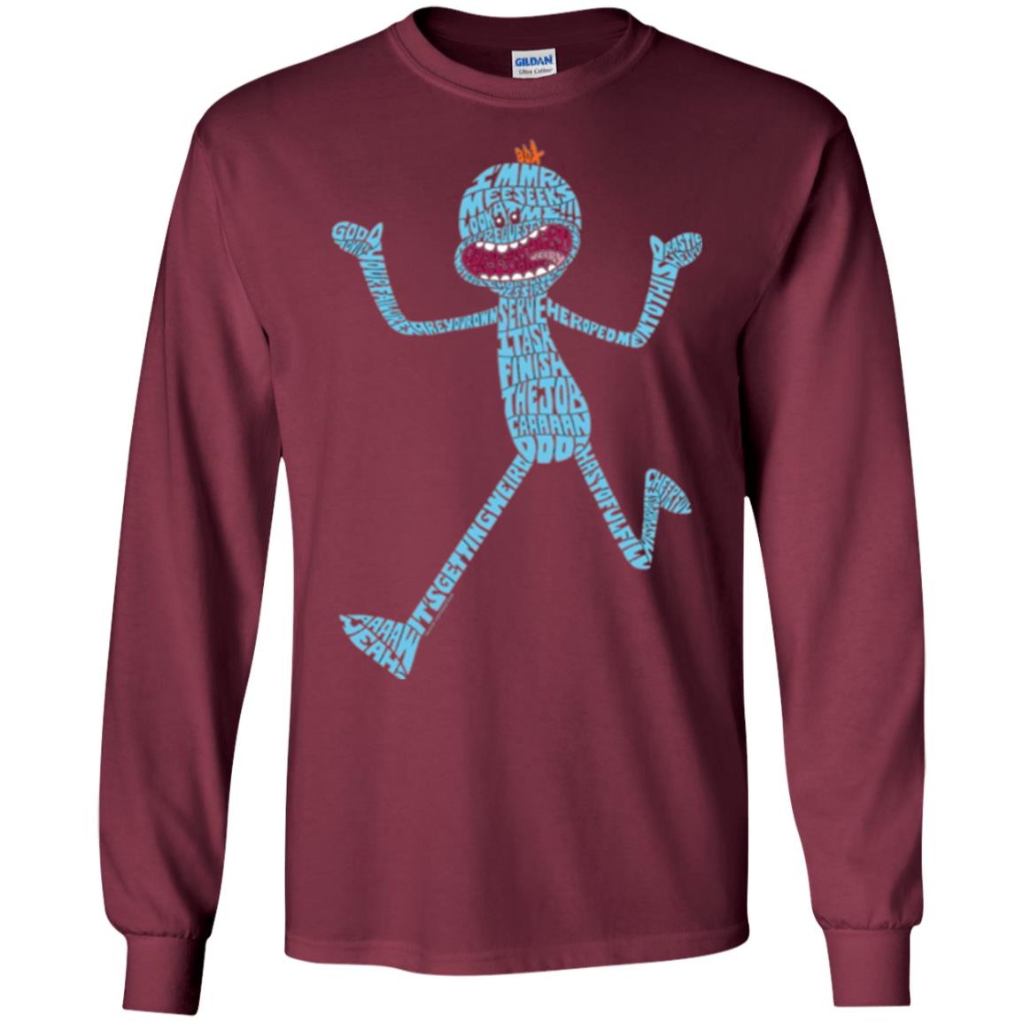 Cartoon T-shirt It_s Mr. Meeseeks Typography Maroon