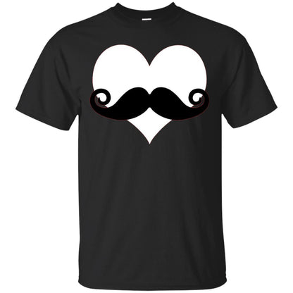 Mustache Heart Valentines Day T-shirt Black
