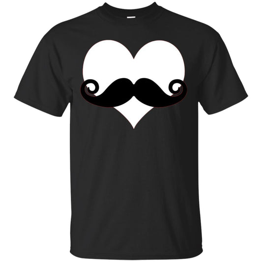 Mustache Heart Valentines Day T-shirt Black