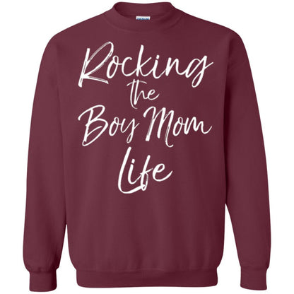 Mommy T-shirt Rocking The Boy Mom Life Maroon