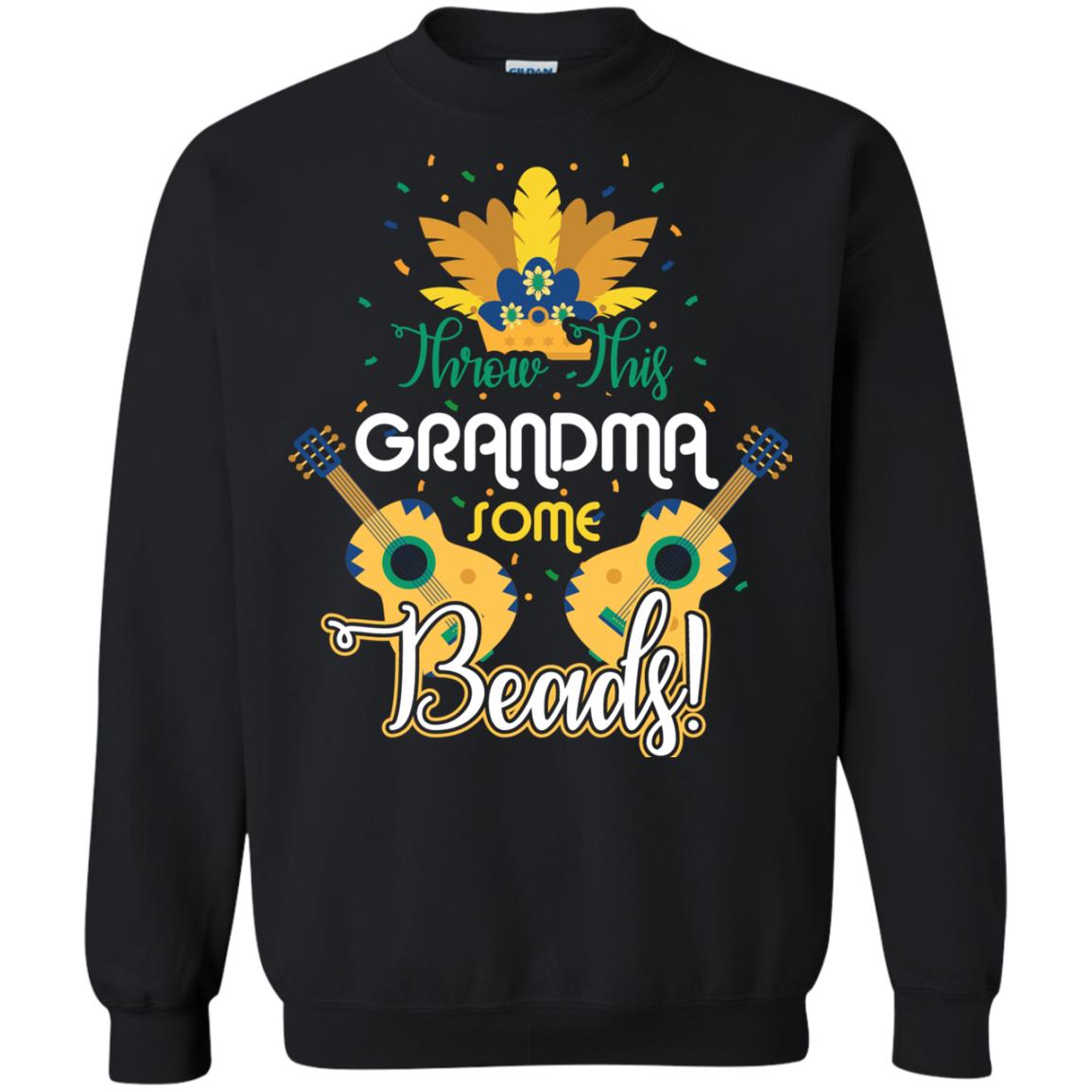 Mardi Gras T-shirt Throw This Grandma Some Beads Black