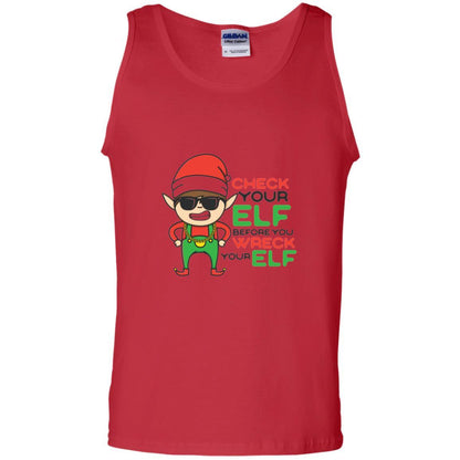 Christmas T-shirt Check Your Elf Before You Wreck Your Elf Red