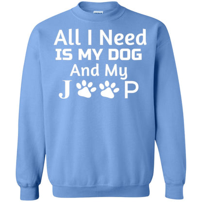 Dogs Lover T-shirt All I Need Is My Dog And My Jeep Carolina Blue