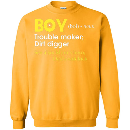 Boy Definition Trouble Maker Dirt Digger Shirt Gold