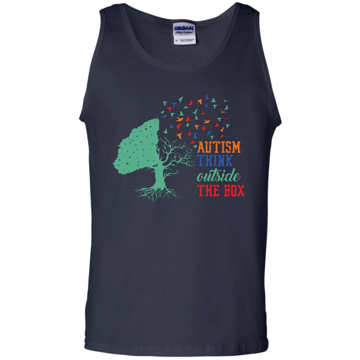 Autism Think Outside The Box Autism Awearness T-shirt Navy