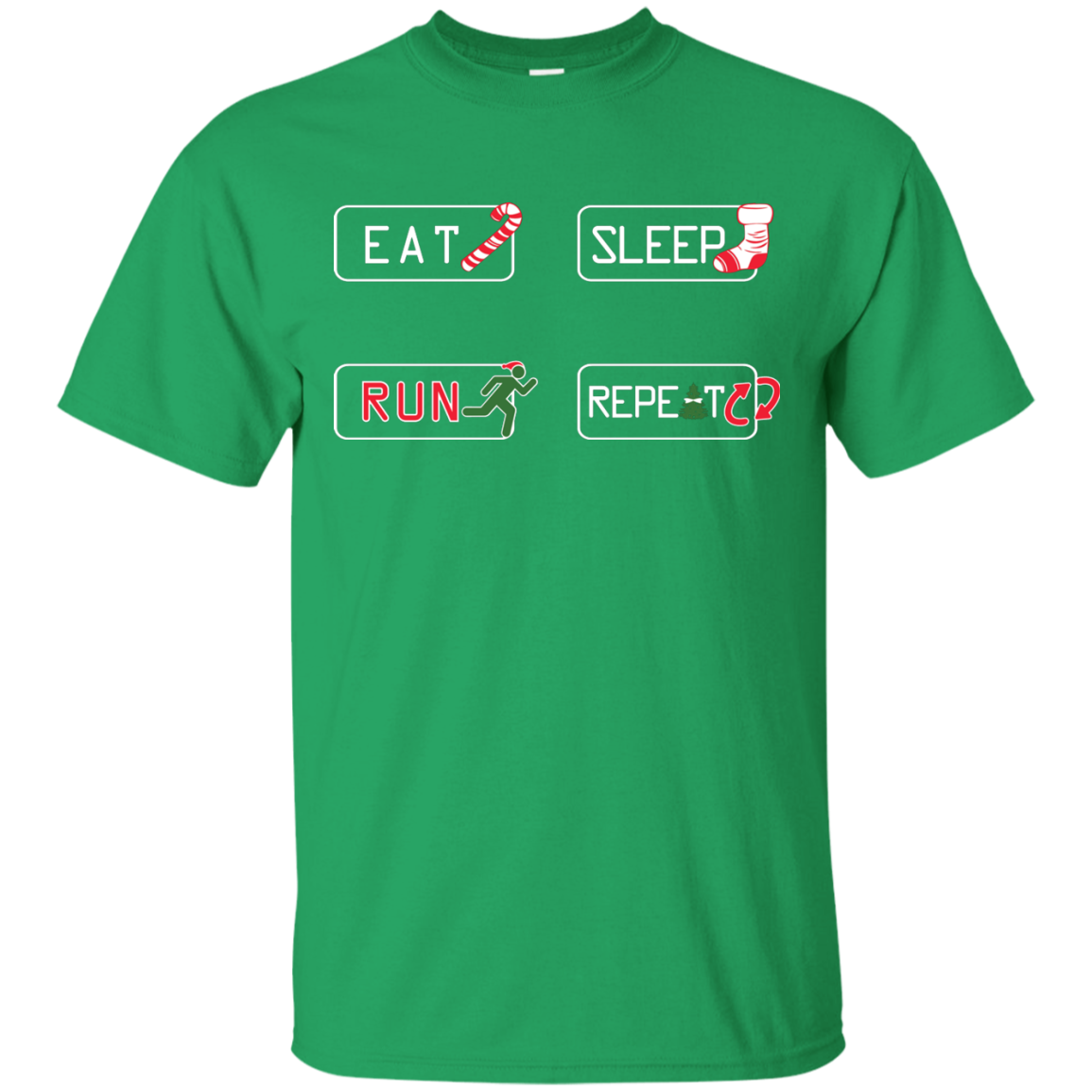 Christmas T-Shirt Eat Sleep Run Repeat Irish Green