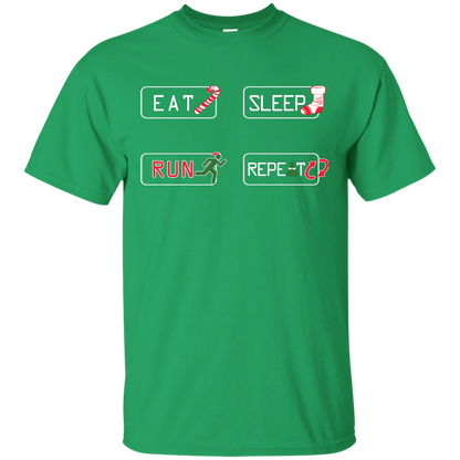 Christmas T-Shirt Eat Sleep Run Repeat Irish Green