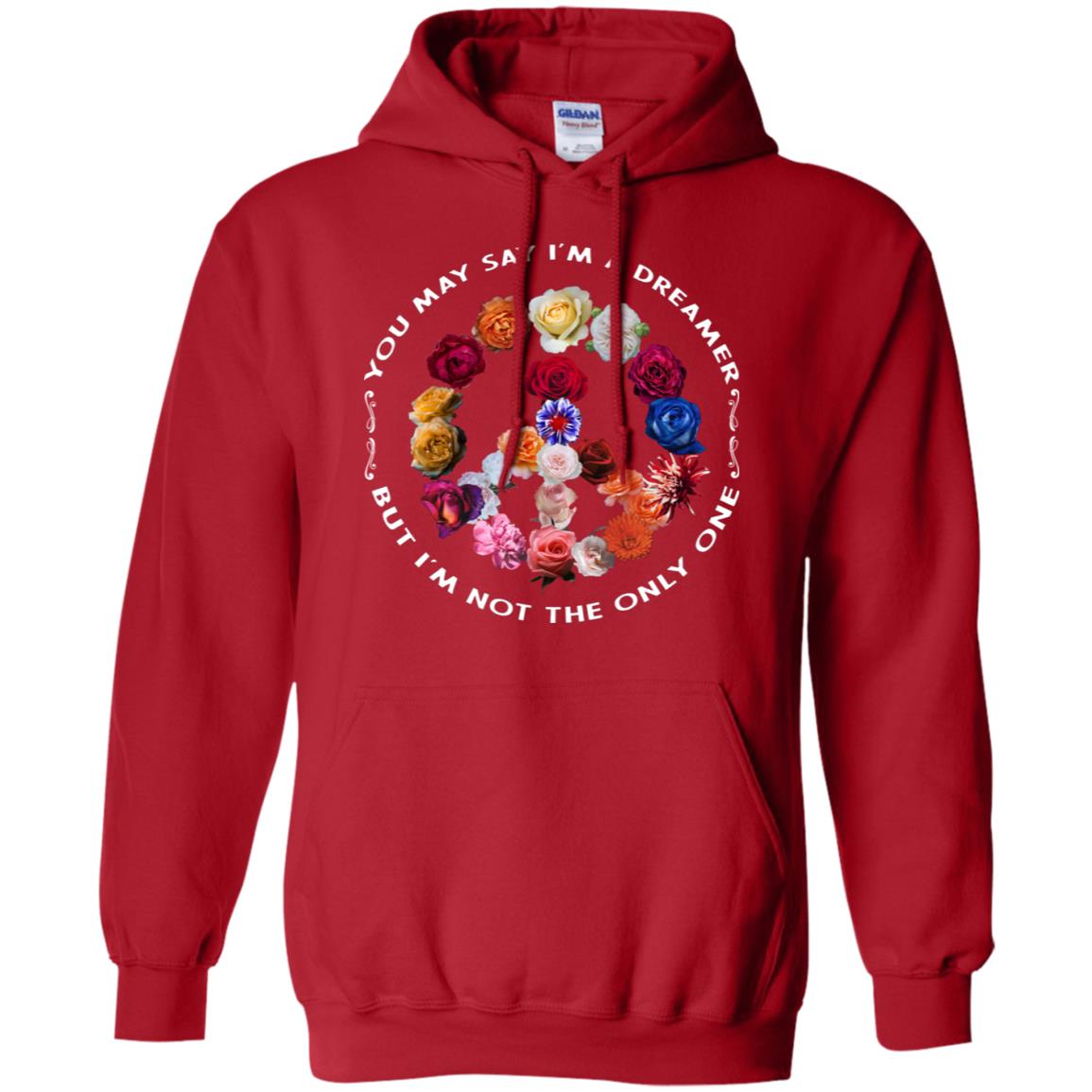 You May Say I_m A Dreamer But I_m Not The Only One Floral Peace Sign Shirt Red