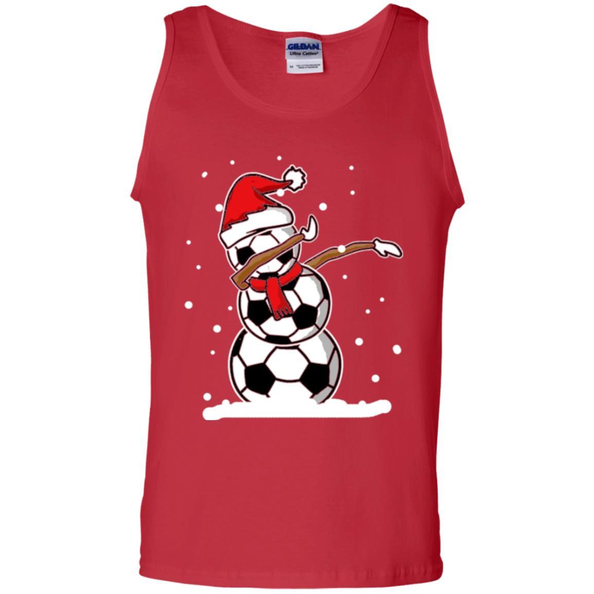 Christmas T-shirt Dabbing Snowman Soccer Red