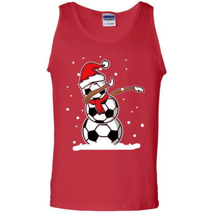 Christmas T-shirt Dabbing Snowman Soccer Red