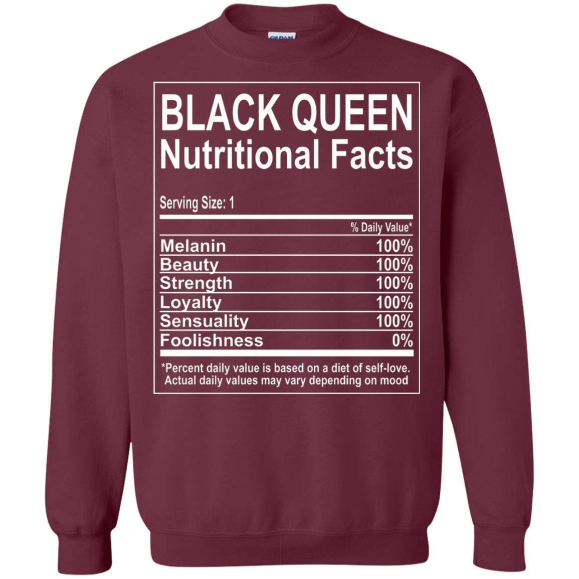 Black Queen Nutritional Facts T-shirt Self Love Maroon