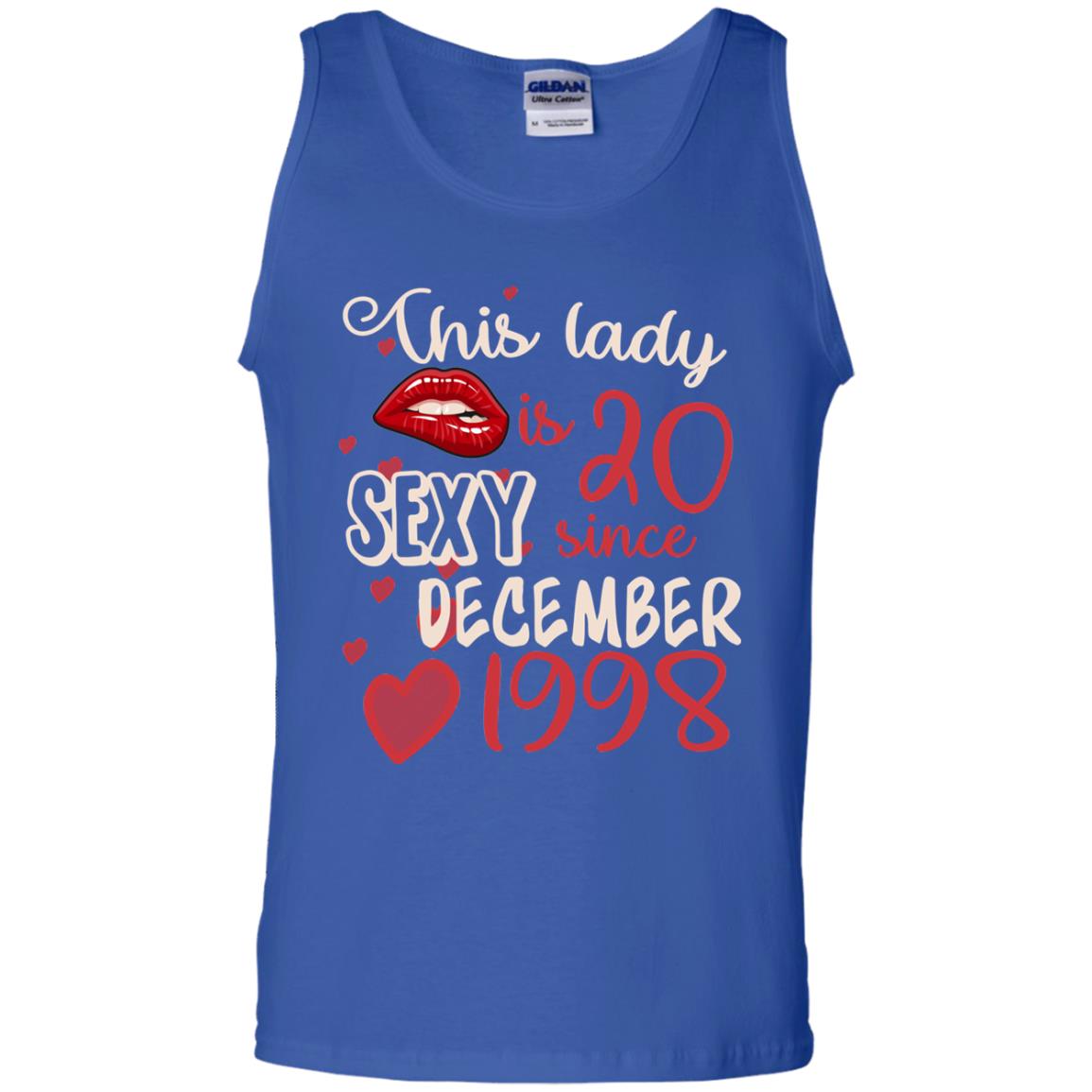 This Lady Is 20 Sexy Since December 1998 20th Birthday Shirt For December Womens Royal
