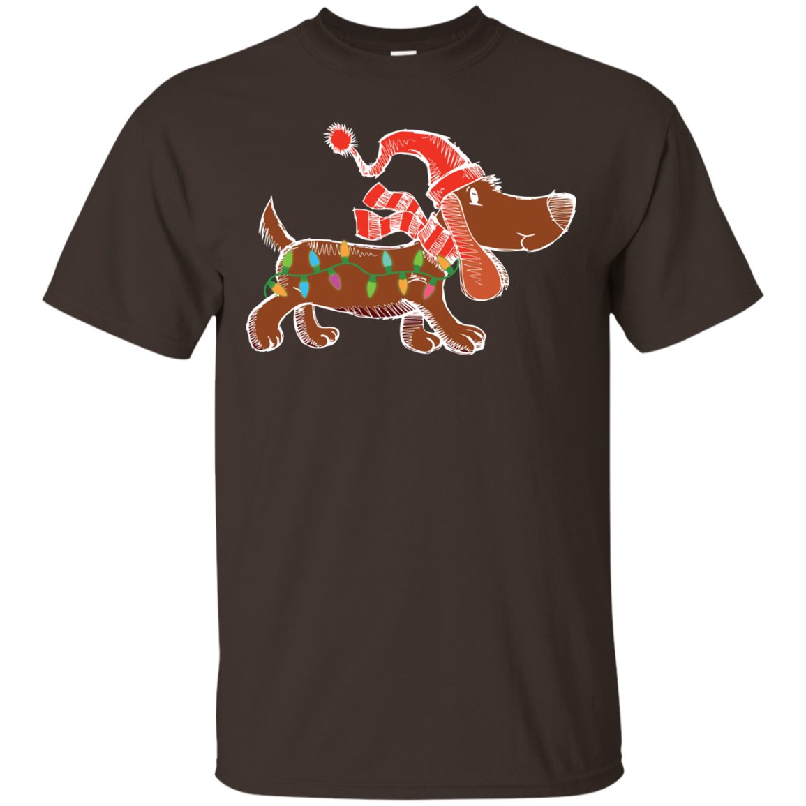 Dog Lover T-Shirt Christmas Lights Labrador Retriever Dog Lover Dark Chocolate