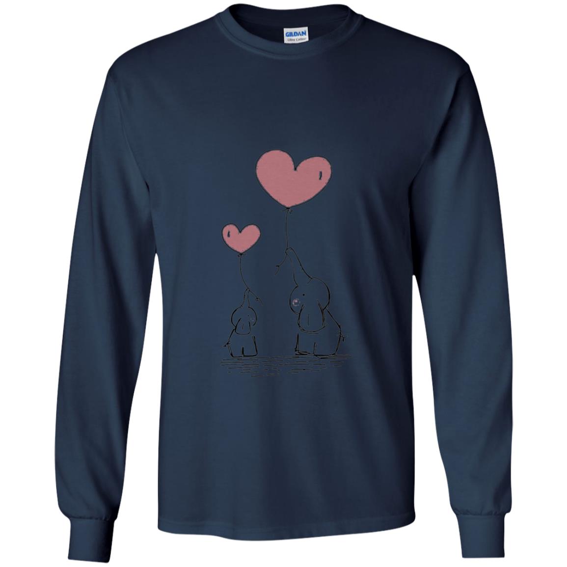 Elephants Mom Heart Balloons Family Shirt Navy