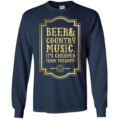 Beer Country Music Its Cheaper Than Therapy Beer Lover Shirt Navy
