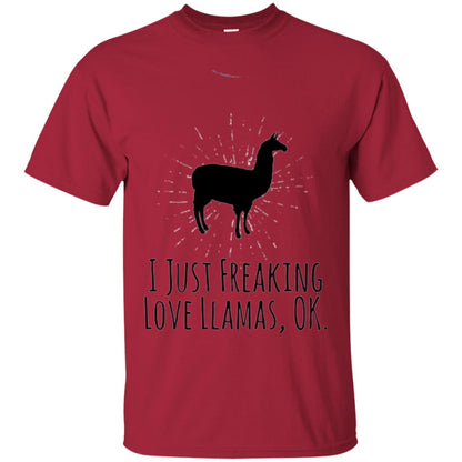 Funny Llama Lovers T-shirt I Just Freaking Love Llamas Ok Cardinal