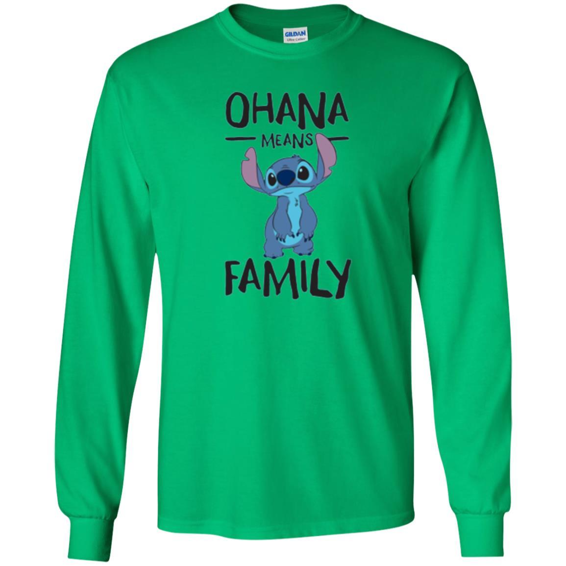 Disney Stitch T-shirt Ohana Means Family Irish Green